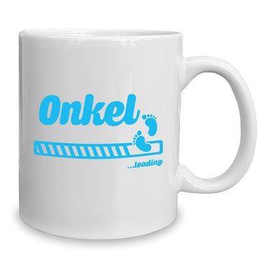 Kaffeebecher - Tasse - Onkel loading weiss-cyan