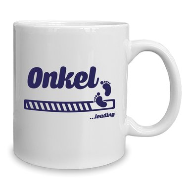 Kaffeebecher - Tasse - Onkel loading weiss-cyan