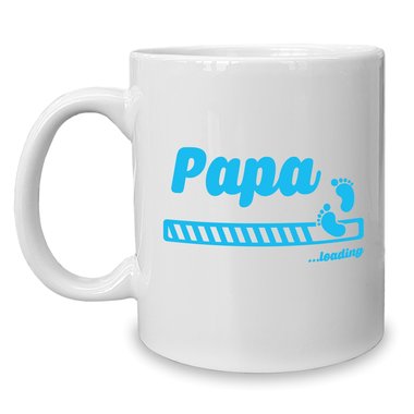 Kaffeebecher - Tasse - Papa loading weiss-cyan