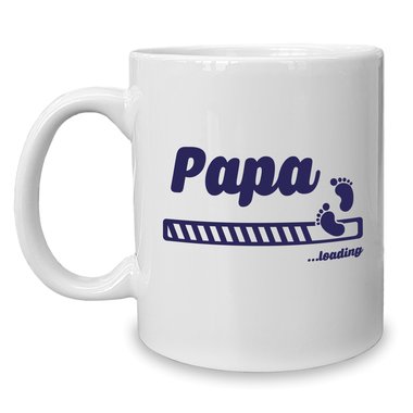 Kaffeebecher - Tasse - Papa loading weiss-cyan