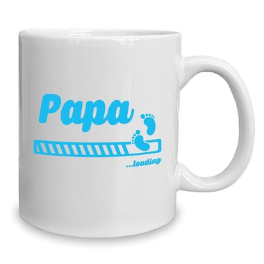 Kaffeebecher - Tasse - Papa loading weiss-cyan