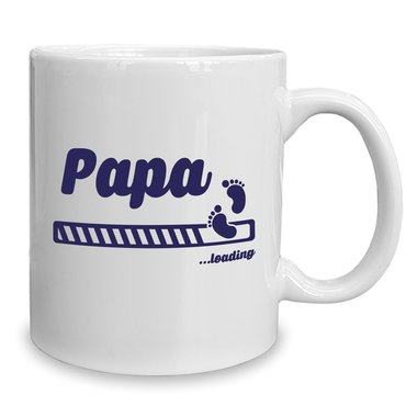 Kaffeebecher - Tasse - Papa loading weiss-cyan