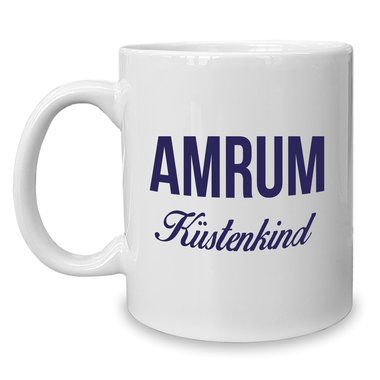 Kaffeebecher - Tasse - Amrum Kstenkind weiss-cyan