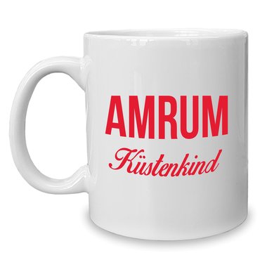 Kaffeebecher - Tasse - Amrum Kstenkind weiss-cyan