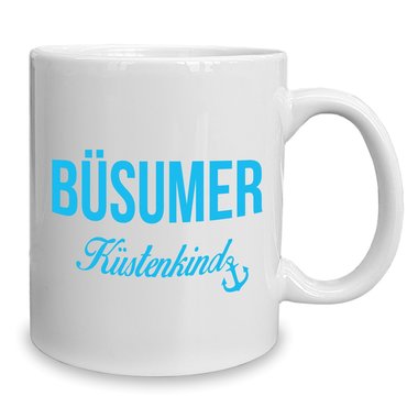 Kaffeebecher - Tasse - Bsumer Kstenkind weiss-cyan