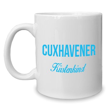 Kaffeebecher - Tasse - Cuxhavener Kstenkind weiss-cyan