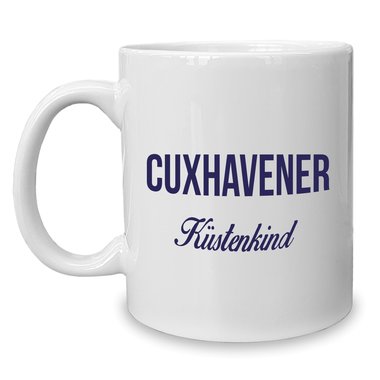 Kaffeebecher - Tasse - Cuxhavener Kstenkind weiss-cyan