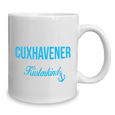 Kaffeebecher - Tasse - Cuxhavener Kstenkind weiss-cyan