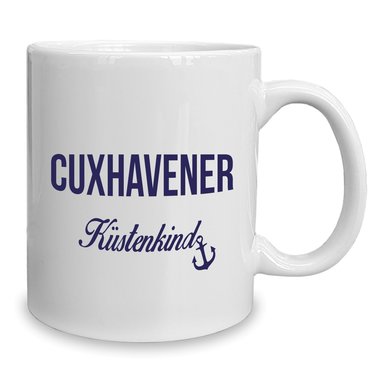 Kaffeebecher - Tasse - Cuxhavener Kstenkind weiss-cyan