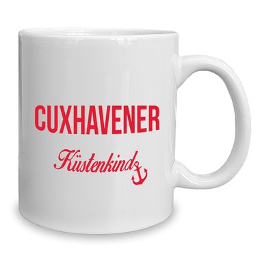 Kaffeebecher - Tasse - Cuxhavener Kstenkind weiss-cyan