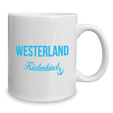 Kaffeebecher - Tasse - Westerland Kstenkind weiss-cyan