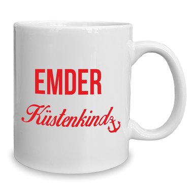 Kaffeebecher - Tasse - Emder Kstenkind weiss-rot