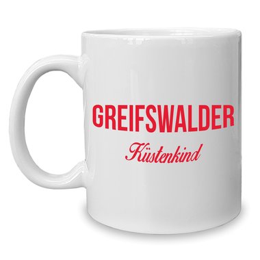 Kaffeebecher - Tasse - Greifswalder Kstenkind weiss-rot