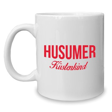 Kaffeebecher - Tasse - Husumer Kstenkind weiss-rot