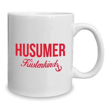 Kaffeebecher - Tasse - Husumer Kstenkind weiss-rot