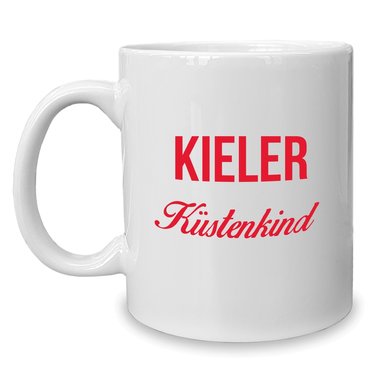 Kaffeebecher - Tasse - Kieler Kstenkind weiss-cyan