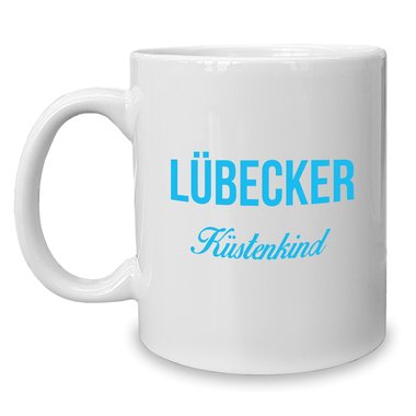 Kaffeebecher - Tasse - Lbecker Kstenkind weiss-cyan