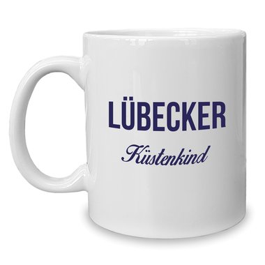 Kaffeebecher - Tasse - Lbecker Kstenkind weiss-cyan