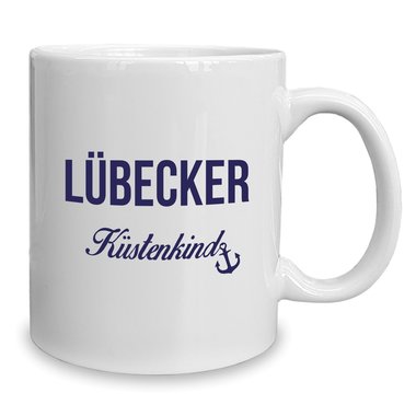 Kaffeebecher - Tasse - Lbecker Kstenkind weiss-cyan