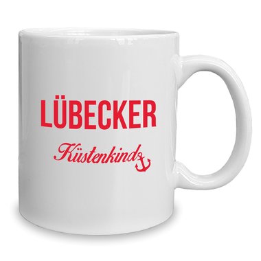 Kaffeebecher - Tasse - Lbecker Kstenkind weiss-cyan