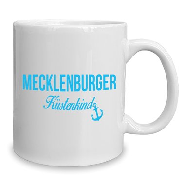 Kaffeebecher - Tasse - Mecklenburger Kstenkind weiss-cyan