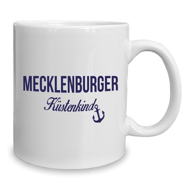 Kaffeebecher - Tasse - Mecklenburger Kstenkind weiss-cyan