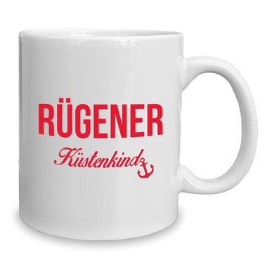 Kaffeebecher - Tasse - Rgener Kstenkind weiss-rot