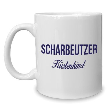 Kaffeebecher - Tasse - Scharbeutzer Kstenkind weiss-cyan