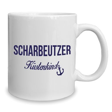 Kaffeebecher - Tasse - Scharbeutzer Kstenkind weiss-cyan