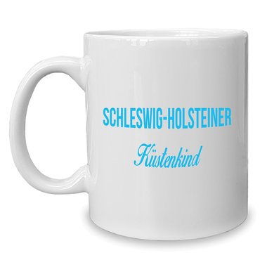 Kaffeebecher - Tasse - Schleswig Holsteiner Kstenkind weiss-cyan