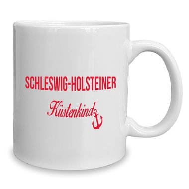 Kaffeebecher - Tasse - Schleswig Holsteiner Kstenkind weiss-cyan