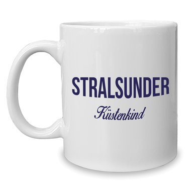 Kaffeebecher - Tasse - Stralsunder Kstenkind weiss-cyan