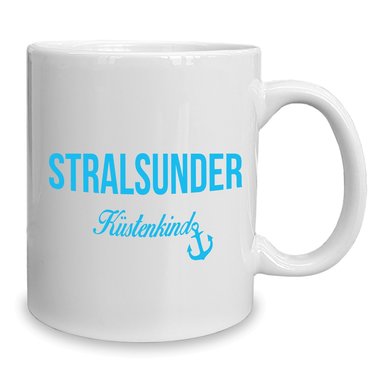 Kaffeebecher - Tasse - Stralsunder Kstenkind weiss-cyan