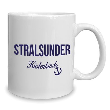 Kaffeebecher - Tasse - Stralsunder Kstenkind weiss-cyan