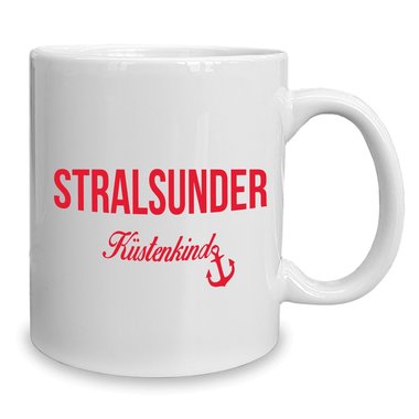 Kaffeebecher - Tasse - Stralsunder Kstenkind weiss-cyan