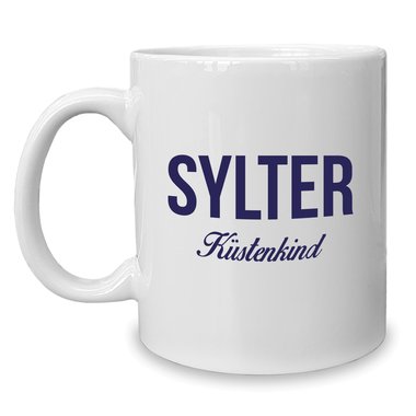 Kaffeebecher - Tasse - Sylter Kstenkind weiss-cyan