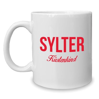 Kaffeebecher - Tasse - Sylter Kstenkind weiss-cyan