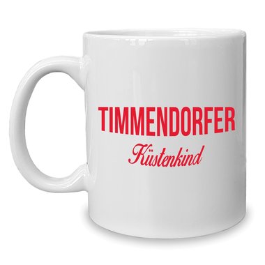 Kaffeebecher - Tasse - Timmendorfer Kstenkind weiss-cyan