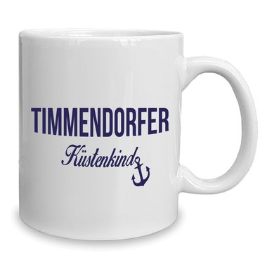 Kaffeebecher - Tasse - Timmendorfer Kstenkind weiss-cyan