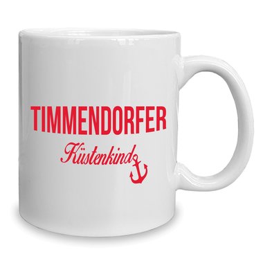 Kaffeebecher - Tasse - Timmendorfer Kstenkind weiss-cyan