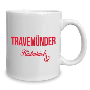 Kaffeebecher - Tasse - Travemnder Kstenkind weiss-rot