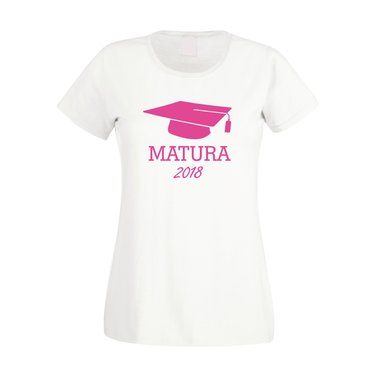 Damen T-Shirt - Matura 2018 fuchsia-schwarz XS