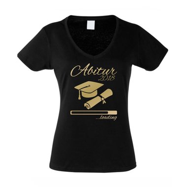 Damen T-Shirt V-Neck - Abitur 2018 loading weiss-gold XXL