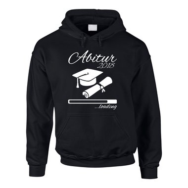 Herren Hoodie - Abitur 2018 loading mit Doktorhut schwarz-weiss XXXL