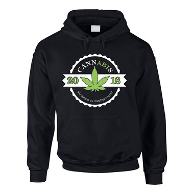 Herren Hoodie - Cannabis - Abitur 2018 schwarz-apfelgrn XS