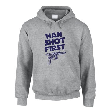 Herren Hoodie - Han Shot First grau-dunkelblau XS