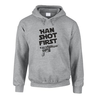 Herren Hoodie - Han Shot First grau-dunkelblau XS