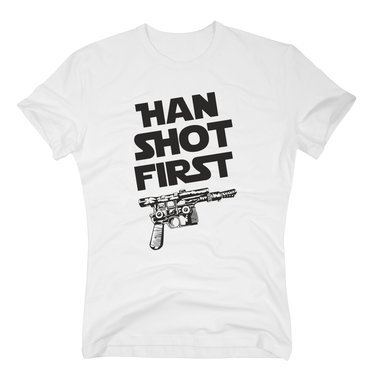 Herren T-Shirt - Han shot first weiss-schwarz 5XL