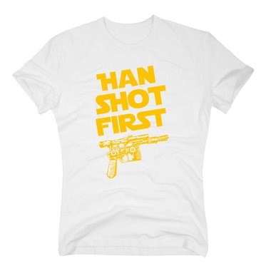 Herren T-Shirt - Han shot first weiss-schwarz 5XL