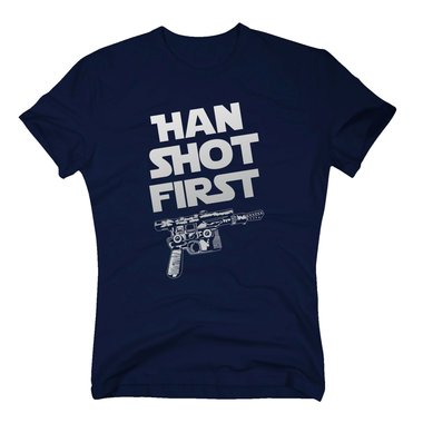 Herren T-Shirt - Han shot first weiss-schwarz 5XL